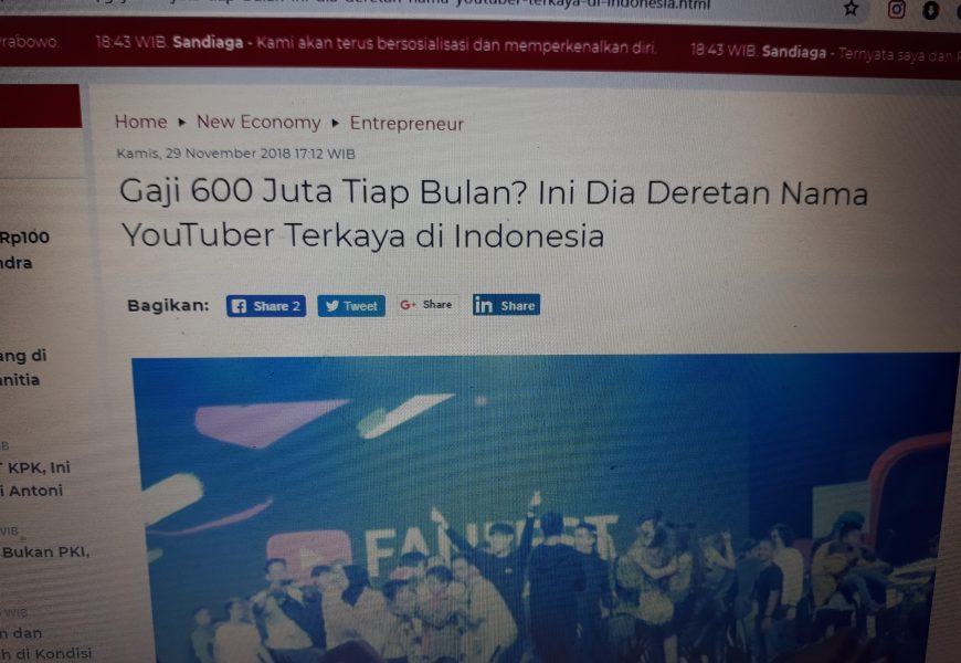 Wow Penghasilan Youtuber Indonesia Bisa capai 600 juta Setiap Bulan