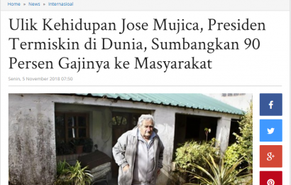 Presiden Mujica Menyumbangkan 90 persen Gajinya untuk Rakyatnya